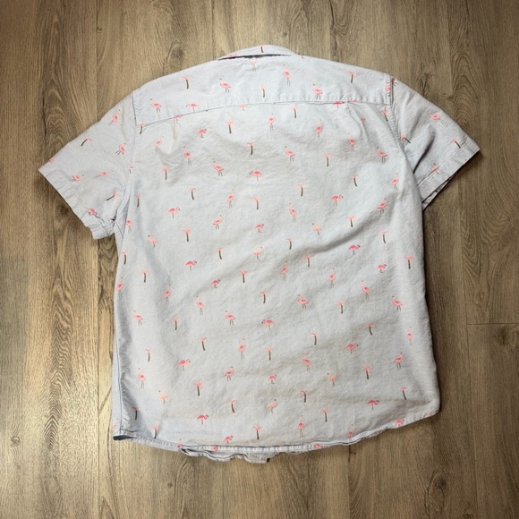 American Eagle Outfitters Shirt Mens XL Blue Flamingo Palm Tree Print Button Up - Picture 6 of 9